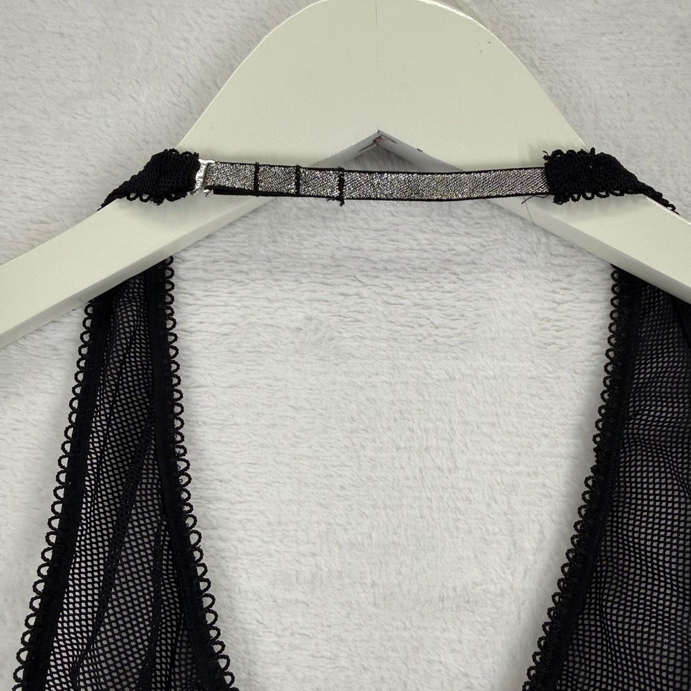 Victoria's Secret Very Sexy Black Lace Silver Metallic Halter Teddy Bodysuit S - Picture 9 of 10